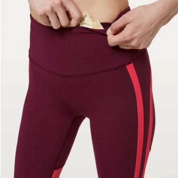 Lululemon Zip The Line Crop Deep Ruby  Coral Size 12 - Picture 3 of 16